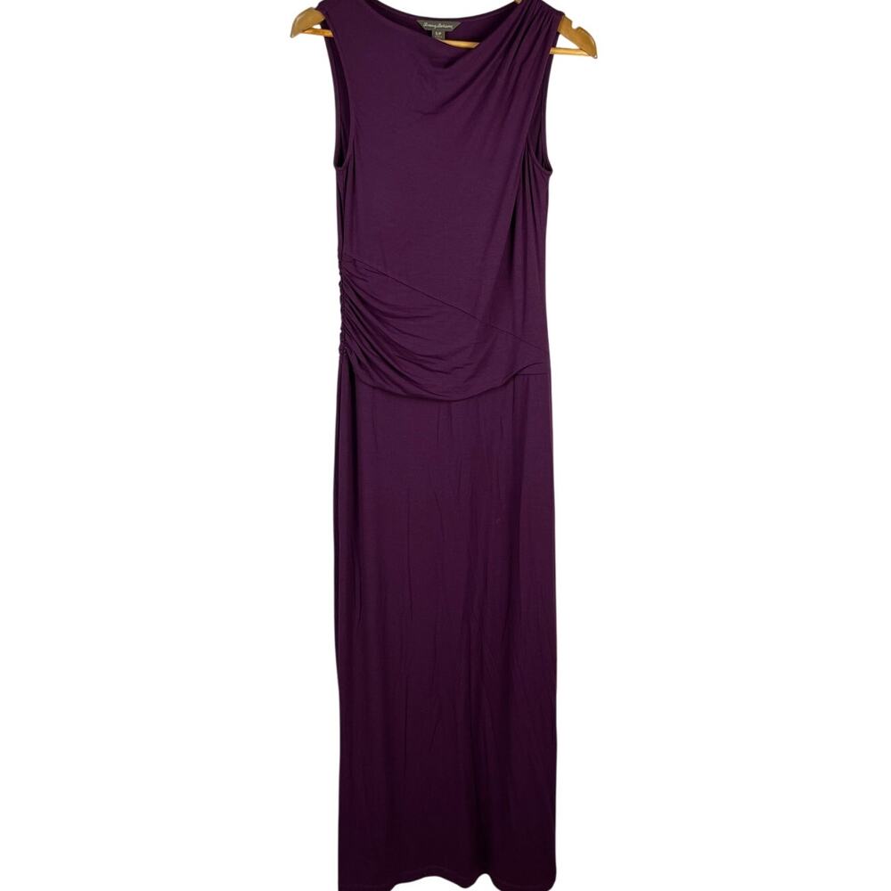 Tommy Bahama Sleeveless Deep Purple Tambour Shirred Long Maxi Dress Size Small‎